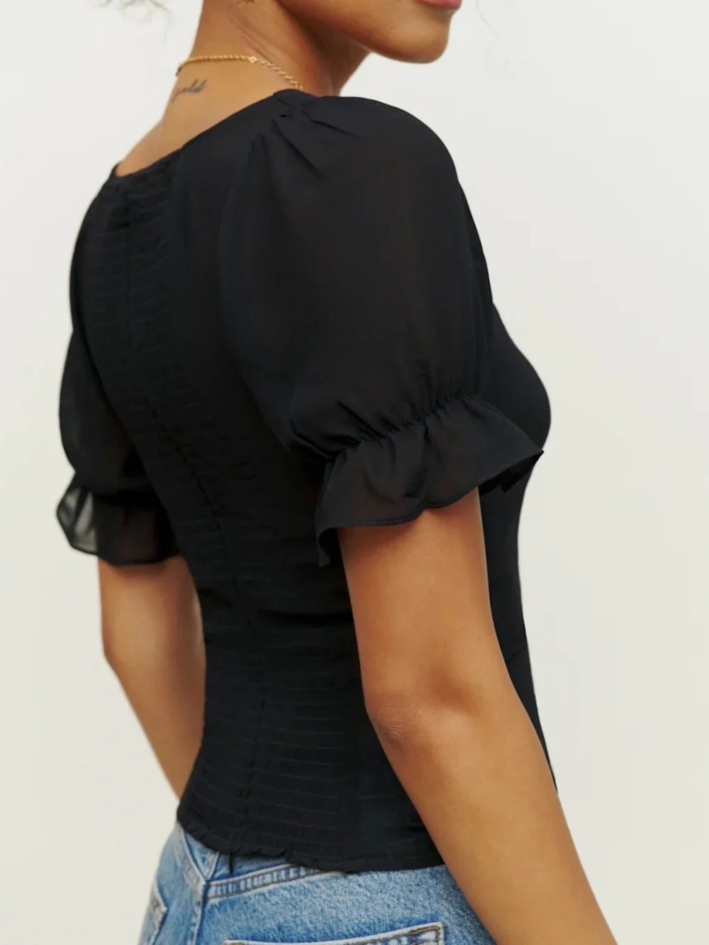 Reformation Delevan Black Women's Top